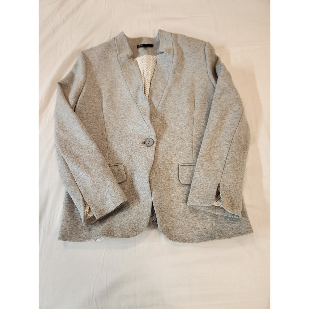 NEW Gibson Women Heather Grey Jersey Knit Blazer Size L Office Work Career Cozy - Picture 9 of 11